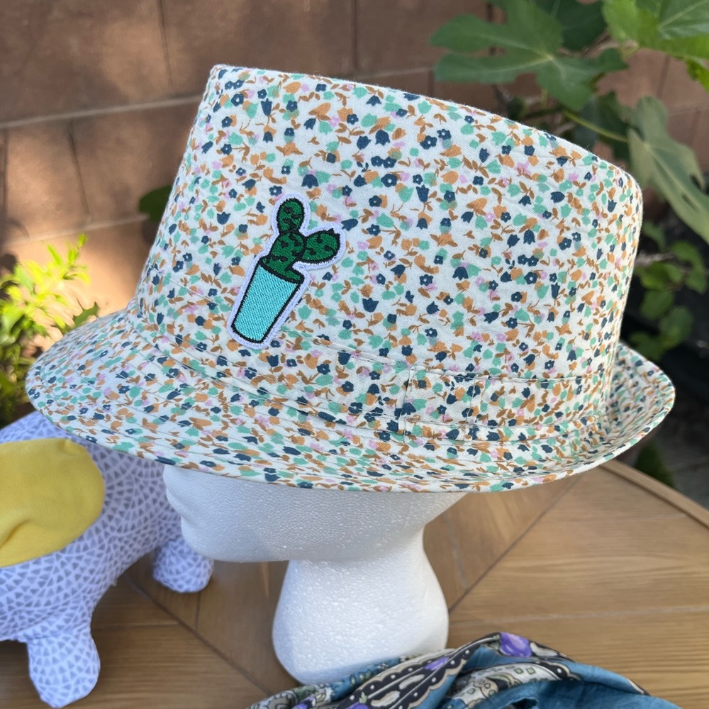 CHRISTINE SHIRLEY Floral Kids Bucket Hat with Cactus Patch